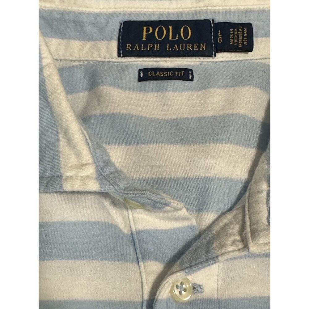 Polo Ralph Lauren Men’s Short Sleeve Polo Shirt Large Pocket Horse Blue White - Picture 5 of 6